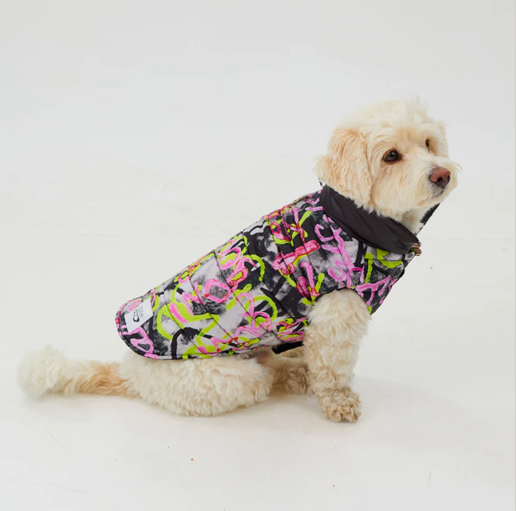 Woofy Graffiti Wasserdichte Pufferjacke