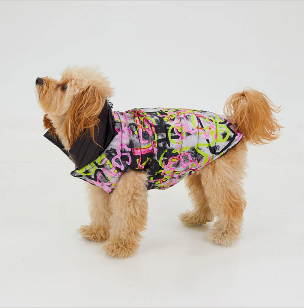 Woofy Graffiti Wasserdichte Pufferjacke