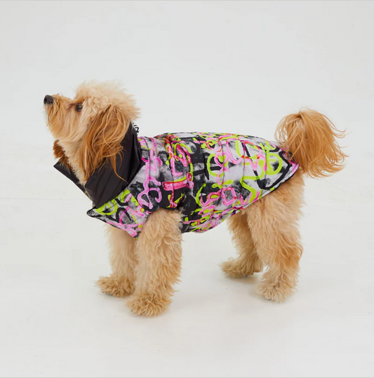 Woofy Graffiti Wasserdichte Pufferjacke