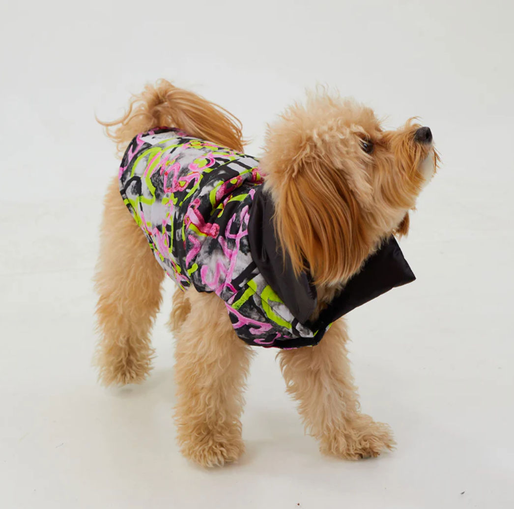 Woofy Graffiti Wasserdichte Pufferjacke