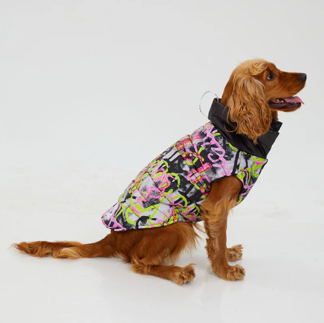 Woofy Graffiti Wasserdichte Pufferjacke